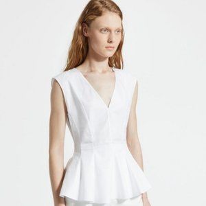 NWT Theory Sleeveless White Peplum Blouse